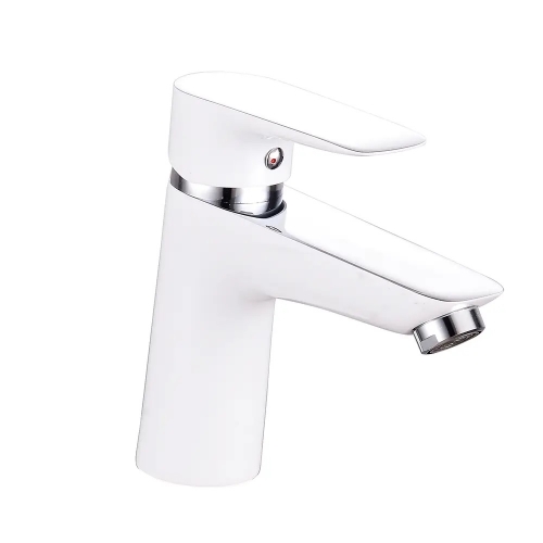 Смеситель для раковины VIEIR V263511F, однорычажный, низкий Г-излив, белый хром купить в интернет магазине Санрай73