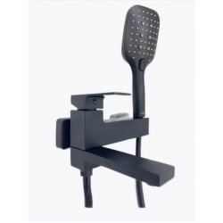 Смеситель для ванны VIEIR V393531C, однорычажный, короткий поворотный излив, ручной душ, черный