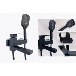 Смеситель для ванны VIEIR V393531C, однорычажный, короткий поворотный излив, ручной душ, черный