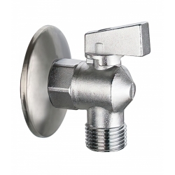 Кран шаровой угловой 1/2"НР/НР Vieir ручка-флажок, хром матовый