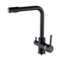 Смеситель для кухни VIEIR V15002C2, с выходом для фильтра, рычажный, высокий Г-излив, черный оникс
