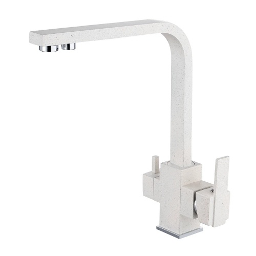 Смеситель для кухни VIEIR V15004F1, с выходом для фильтра, рычажный, высокий Г-излив, белый купить в интернет магазине Санрай73