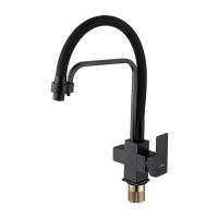 Смеситель для кухни VIEIR V15005C, с выходом для фильтра, рычажный, высокий гибкий излив, черный