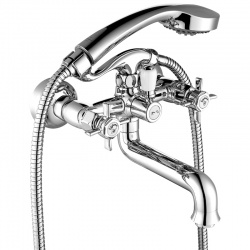 Смеситель для ванны Elghansa PRAKTIC 2312660, двухвентильный, короткий излив, душевой комплект