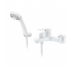 Смеситель для ванны Elghansa MONICA WHITE 2322519-White однорычажный, короткий излив, душевой компле