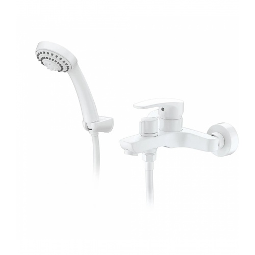 Смеситель для ванны Elghansa MONICA WHITE 2322519-White однорычажный, короткий излив, душевой компле купить в интернет магазине Санрай73