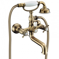Смеситель для ванны Elghansa PRAKTIC 2322660-BRONZE, двухвентильный, средний излив, душевой комплект