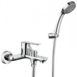 Смеситель для ванны Elghansa EMERALD New 2392010, однорычажный, короткий излив, душевой комплект