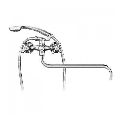 Смеситель для ванны Elghansa RETRO CHROME 2702754-L, двухвентильный, длинный излив, душевой комплект купить в интернет магазине Санрай73