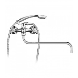 Смеситель для ванны Elghansa RETRO CHROME 2702754-R, двухвентильный, длинный излив, душевой комплект