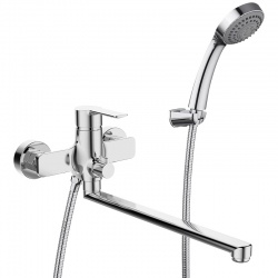 Смеситель для ванны Elghansa EMERALD New 5392010, однорычажный, длинный излив, душевой комплект