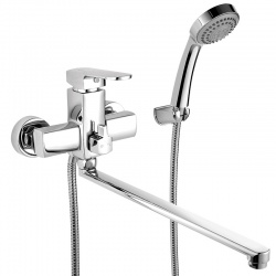 Смеситель для ванны Elghansa SCARLETT 5322225, однорычажный, длинный излив, душевой комплект