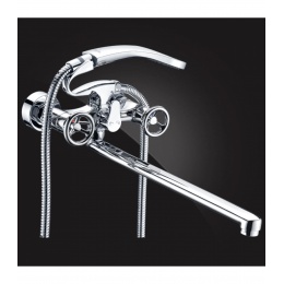 Смеситель для ванны Elghansa NEW WAVE SIGMA 2707595, двухвентильный, длинный излив, душевой комплект