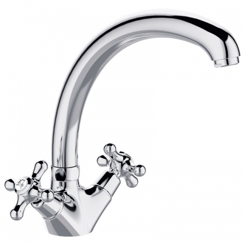 Смеситель для кухни Elghansa RETRO CHROME 5902754, высокий излив, двухвентильный купить в интернет магазине Санрай73