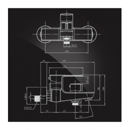 Смеситель для ванны Elghansa SCARLETT 2322225-New, однорычажный, короткий излив, душевой комплект