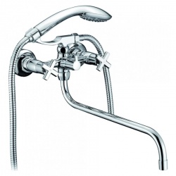 Смеситель для ванны Elghansa ECOFLY 2702880, двухвентильный, длинный излив, душевой комплект