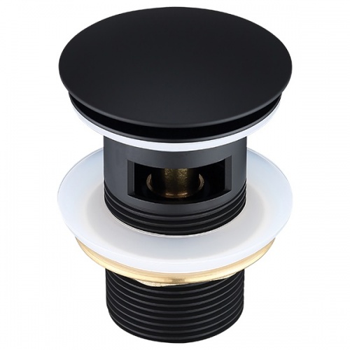 Донный клапан Elghansa WASTE SYSTEMS WBT-122-Black для раковины с переливом, черный купить в интернет магазине Санрай73