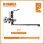 Смеситель для ванны Elghansa BRUNN NEW 5382306, однорычажный, длинный излив, душевой комплект
