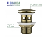 Донный клапан Elghansa WASTE SYSTEMS WBT-122-Bronze для раковины с переливом, бронза