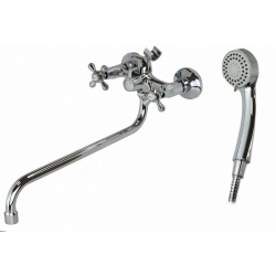 Смеситель для ванны ESKO Vienna VN31-2, двухвентилиный, длинный излив, с душевым комплектом