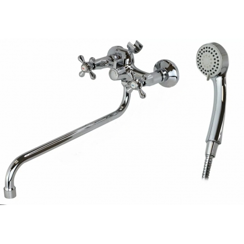 Смеситель для ванны ESKO Vienna VN31-2, двухвентилиный, длинный излив, с душевым комплектом купить в интернет магазине Санрай73