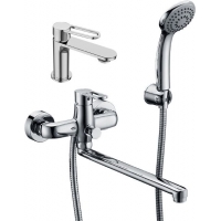 Комплект смесителей Elghansa ECOFLOW ALPHA 5352707-set, для ванны с душем и раковины, однорычажные