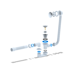 Сифон EC055GS для ванны Ани 1 1/2*40*50 с вып. Click-Clack (грибок-сетка) и переливом