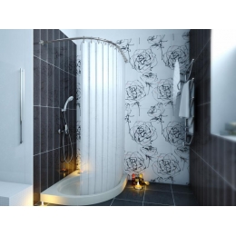 Карниз угловой для ванной с кольцами CR-4-Chrome 920x920 мм