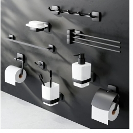 Стеклянный диспенсер для жидкого мыла с настенным держателем черный GEM AM.PM