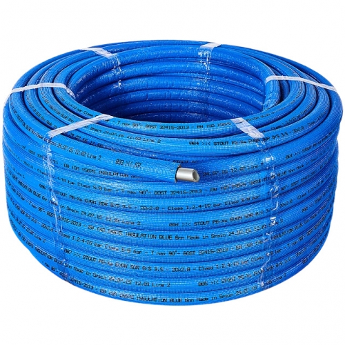 SPI-0004-002028 STOUT 20х2,8 (бухта 100 метров) PEX-a труба из сшитого полиэтилена с кислородным слоем, серая в теплоизоляции (синяя) купить в интернет магазине Санрай73