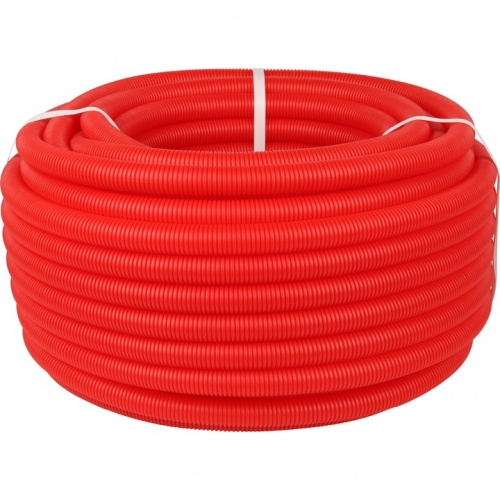 Труба гофрированная ПНД, цвет красный, наружным диаметром 25мм для труб 20мм STOUT (50м) бухта купить в интернет магазине Санрай73