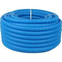 Труба гофрированная ПНД, цвет синий, наружным диаметром 32мм для труб 25мм STOUT (50м) бухта