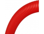 Труба гофрированная ПНД, цвет красный, наружным диаметром 32мм для труб 25мм STOUT (50м) бухта