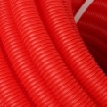 Труба гофрированная ПНД, цвет красный, наружным диаметром 25мм для труб 20мм STOUT (50м) бухта