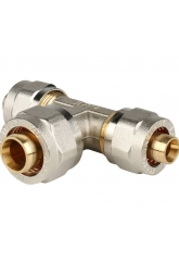 Тройник 16мм х 20мм х 16мм Stout обжим для металлопластиковых труб