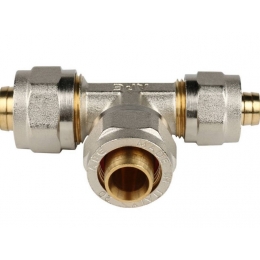 Тройник 20мм х 20мм х 16мм Stout обжим для металлопластиковых труб