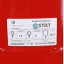 Расширительный бак 80л Stout STH-0006 для системы отопления красный 6 bar 100°С верхнее 1"