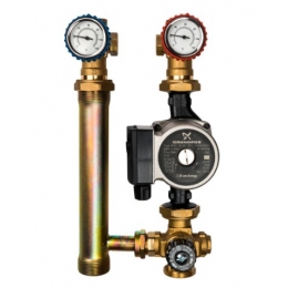 Насосная группа STOUT SDG-0002 с 4-х ходовым термостатическим клапаном 1", с насосом Grundfos UPSO