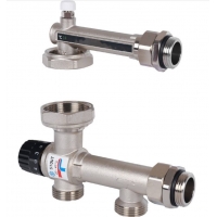 Насосно-смесительный узел STOUT с термостатическим клапаном 20-43°C и ж/к термометром, без насоса