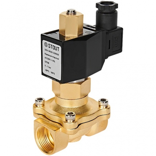STOUT Клапан соленоидный (электромагнитный), прямого действия, НО, 220В, G3/4, EPDM купить в интернет магазине Санрай73
