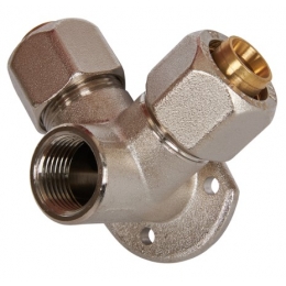 Тройник 20мм х 1/2"вр х 20мм двухплоскостной Stout обжим установочный, для металлопластиковых труб