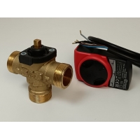 Трехходовой зональный клапан 3/4"нр Stout 8.0м3/ч, с сервоприводом 230V, кабель 1м