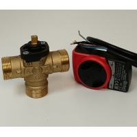 Трехходовой зональный клапан Stout 1" нр, 8.0м3/ч, с сервоприводом 230V, кабель 1м