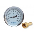 Термометр погружной Vieir 63мм, 120°C, гильза 40мм, 1/2"нр, биметаллический