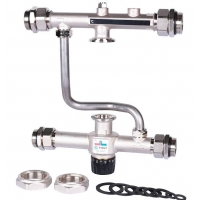 Насосно-смесительный узел STOUT с термостатическим клапаном 30-60°C и ж/к термометром, без насоса