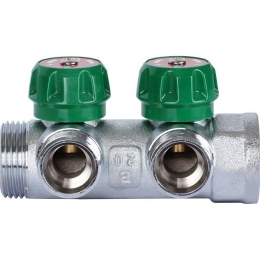 Коллектор распределительный 1" х 3/4"EK с 2 отводами Stout SMB-6850 регулировочно-отсечные клапаны