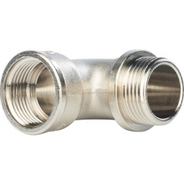 Угольник 1"вр х 1"нр Stout никелированный с упором латунный