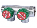 Коллектор распределительный 3/4" х 3/4"EK с 2 отводами Stout SMB-6850 запорные клапаны