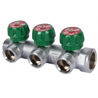 Коллектор распределительный 3/4" х 3/4"EK с 3 отводами Stout SMB-6850 регулировочно-отсечные клапаны