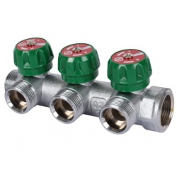 Коллектор распределительный 3/4" х 3/4"EK с 3 отводами Stout SMB-6850 регулировочно-отсечные клапаны